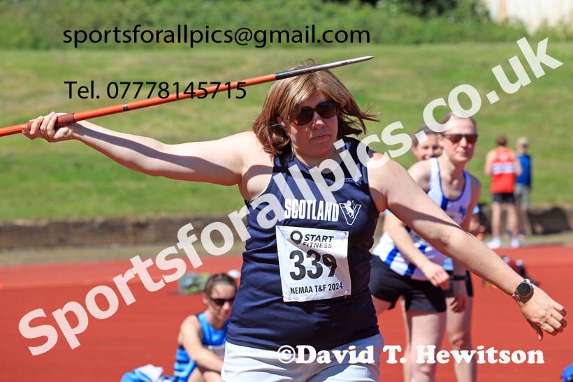 Womens javelin, 2024 NE Masters Track and Field Champs., Monkton Stadium, Jarrow.  Photo: David T. Hewitson/Sports for All Pics